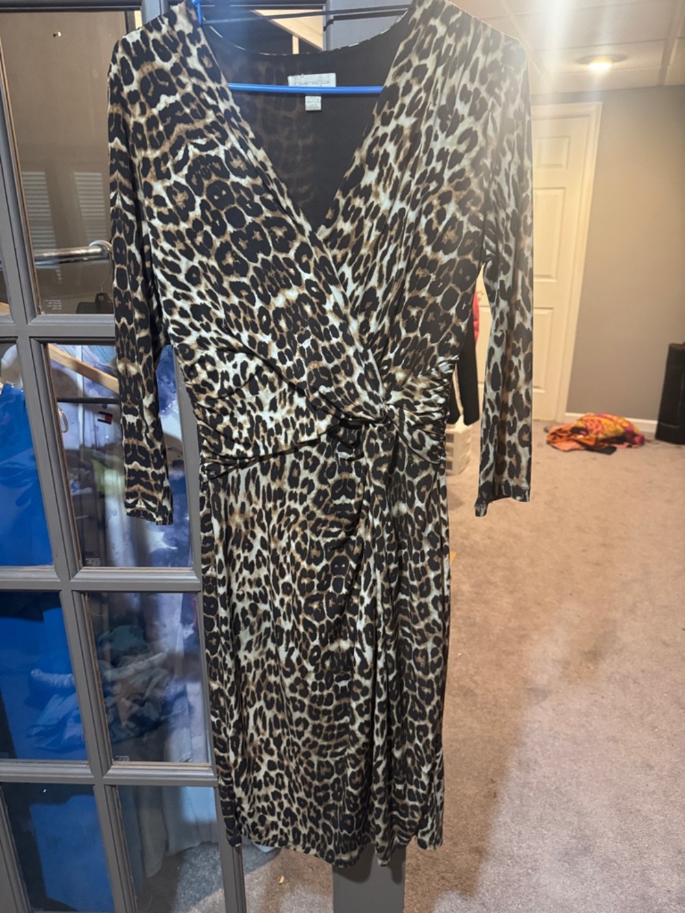 Charter Club Leopard Print Wrap Midi Dress - Brown, Black